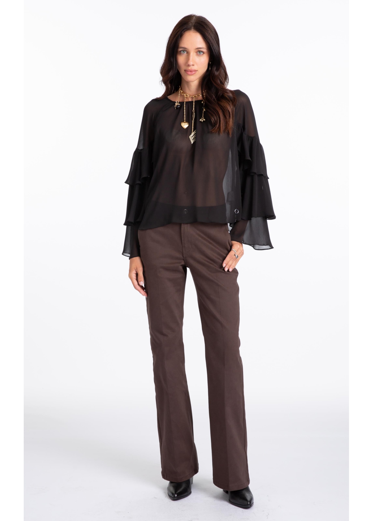 Jogging Color (Flare) b Faca Marrom Escuro