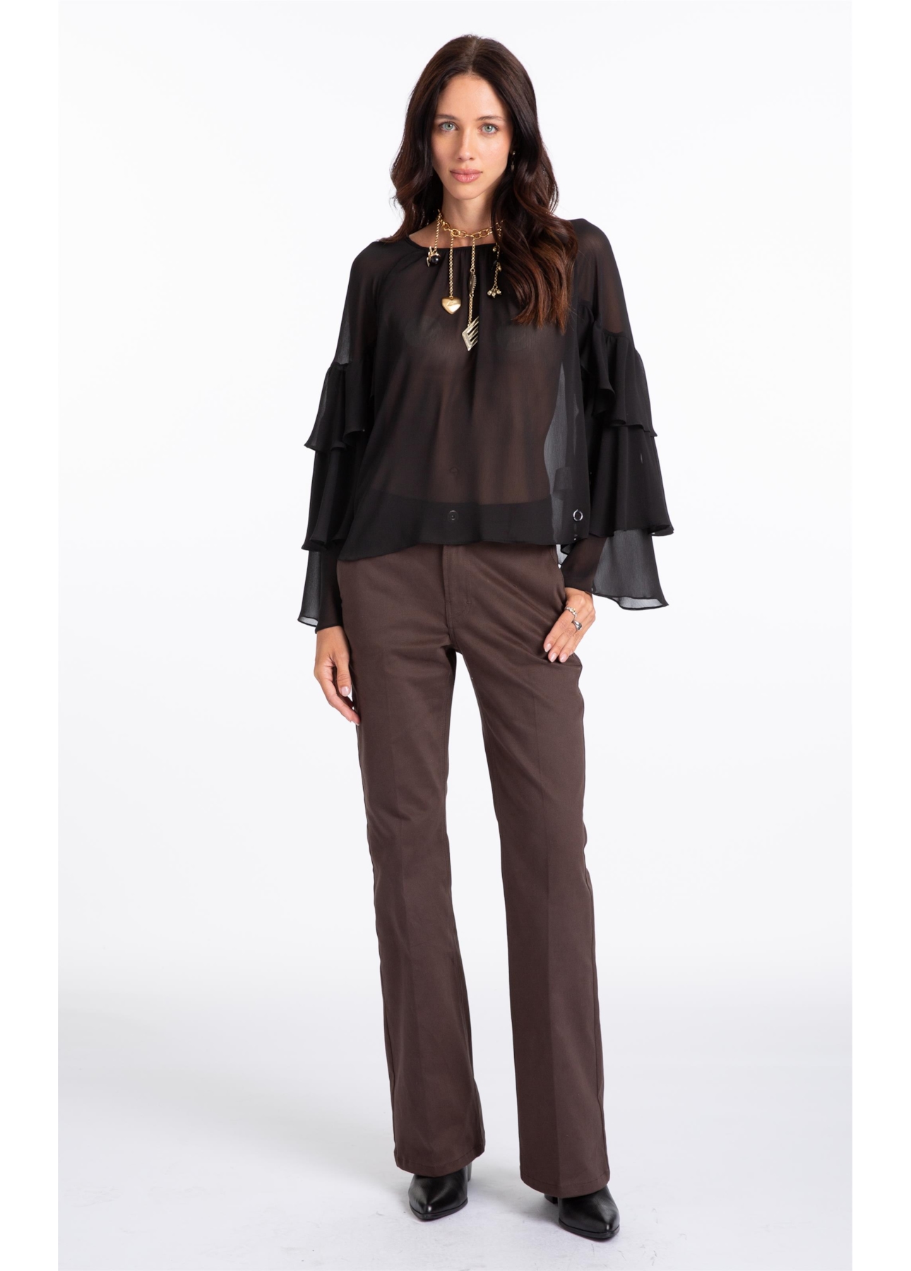 Jogging Color (Flare) b Faca Marrom Escuro