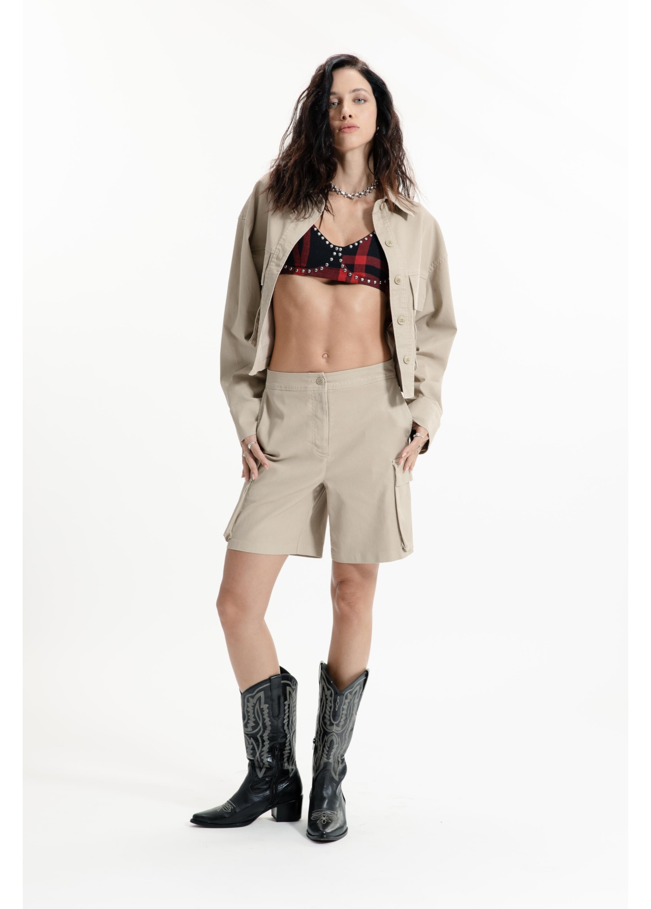 Leather Denim Shorts Sandy