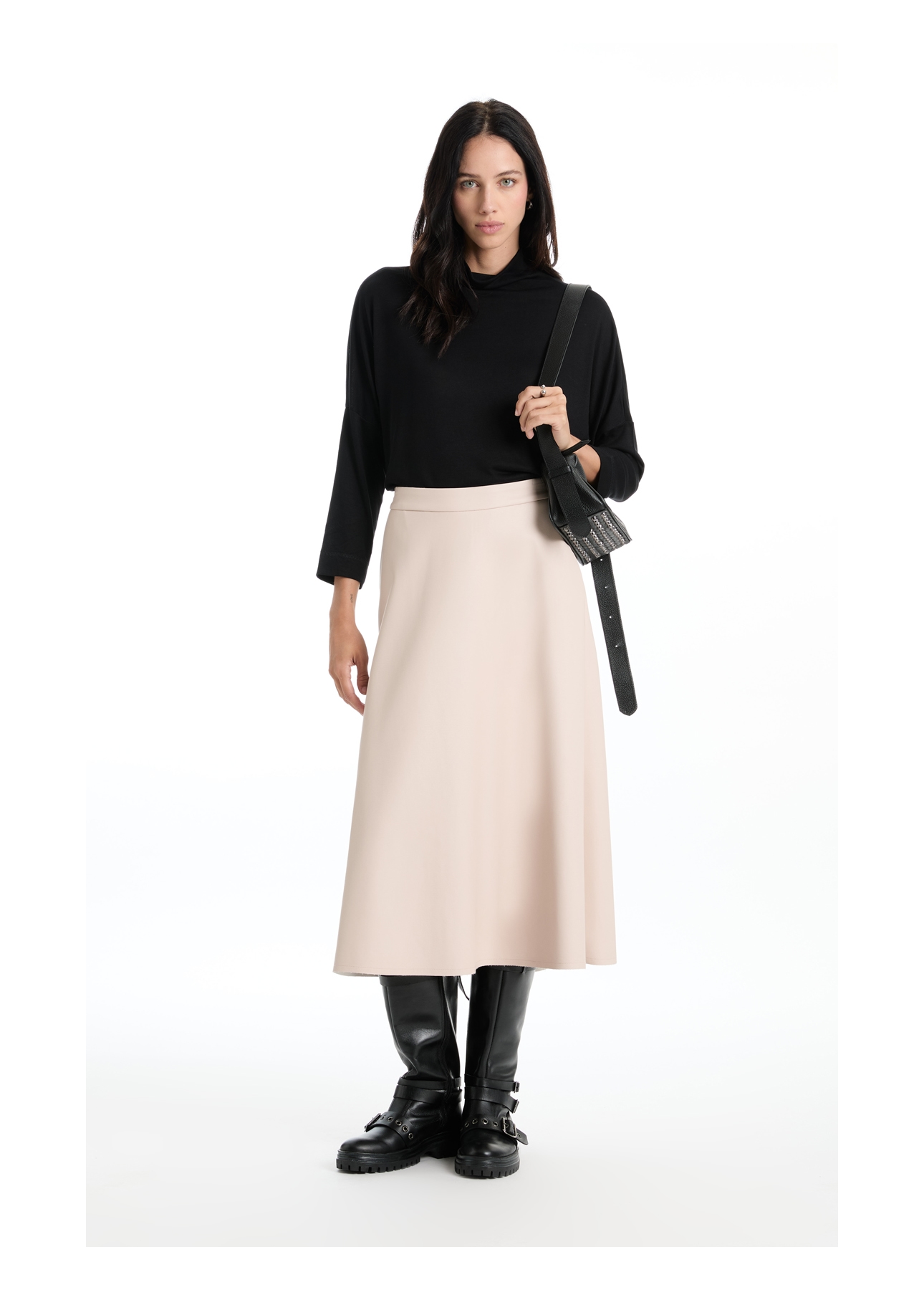 Leather Like Midi Nude