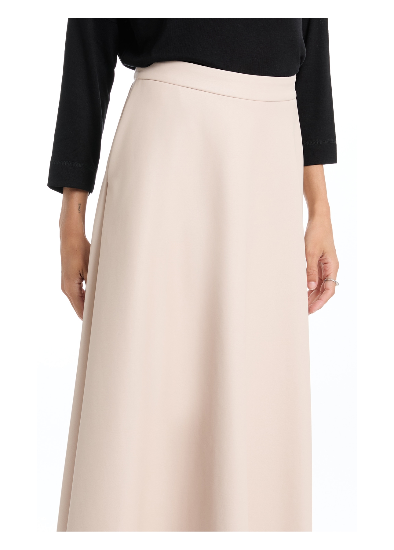 Leather Like Midi Nude