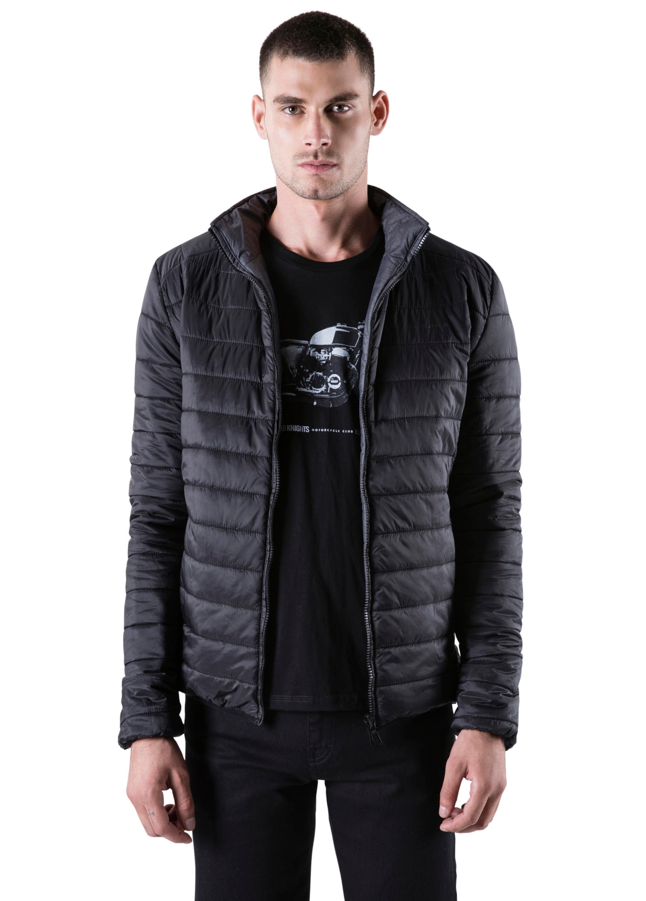 Ligth Nylon Reversible Down Jacket Bicol Preto