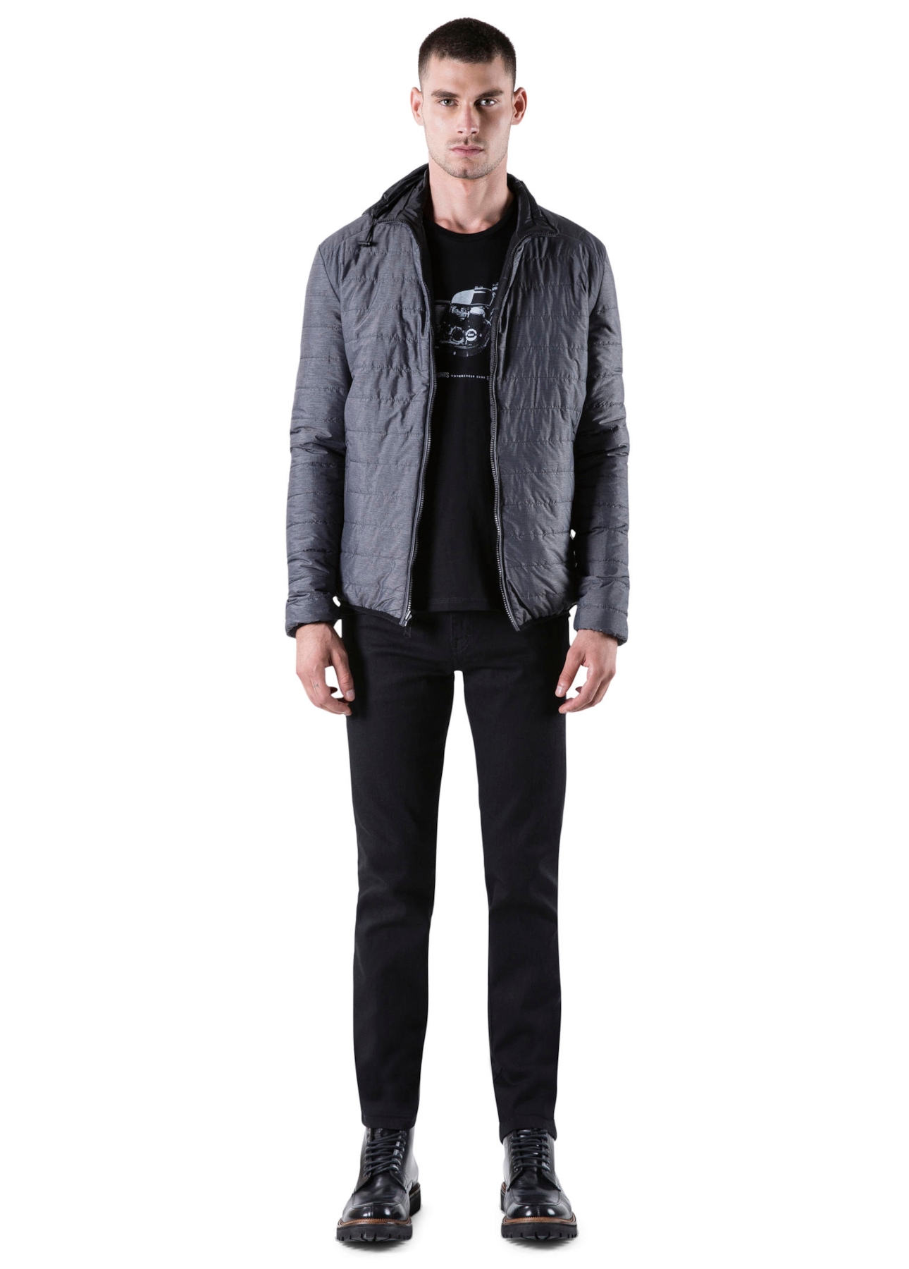 Ligth Nylon Reversible Down Jacket Bicol Preto