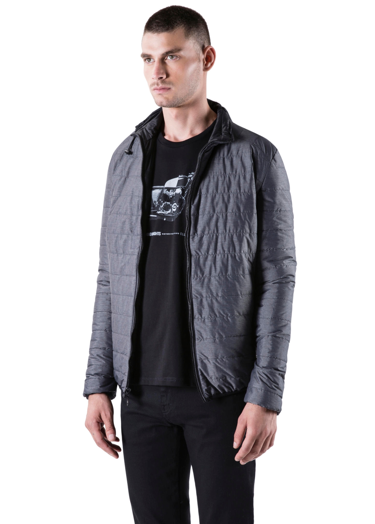 Ligth Nylon Reversible Down Jacket Bicol Preto