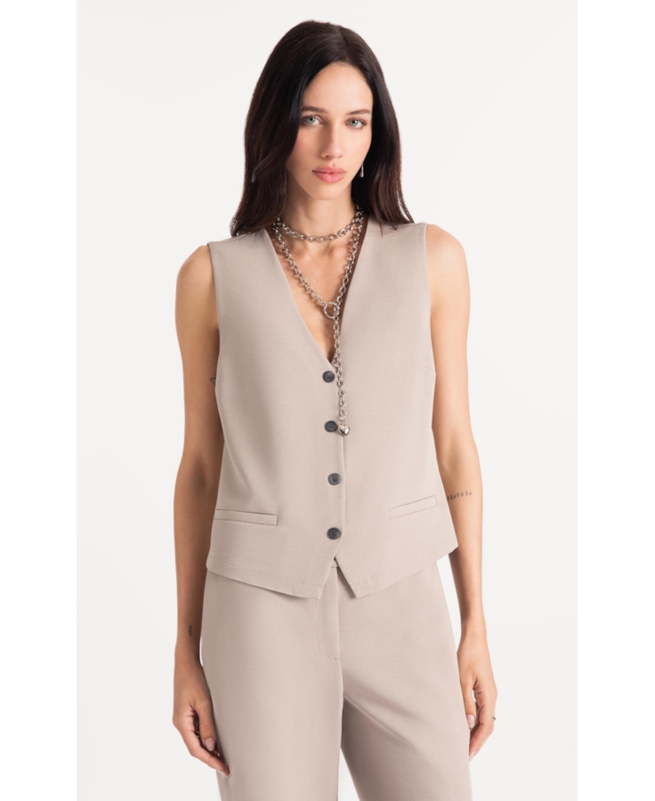 Lilla Vest Buttons Cinza Claro