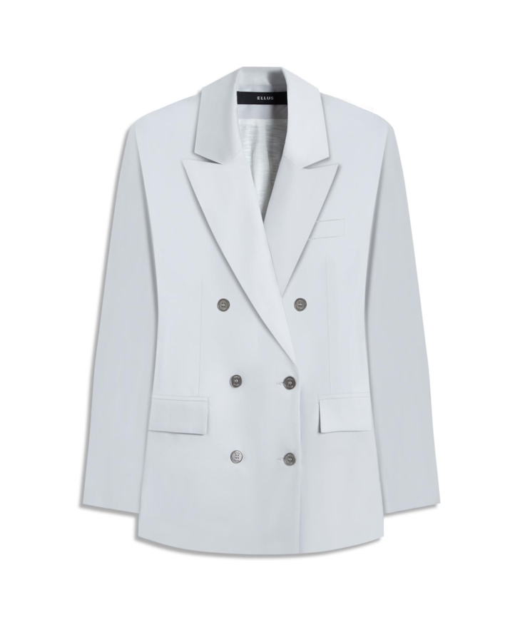 Linen Blend Blazer Oversized Silver