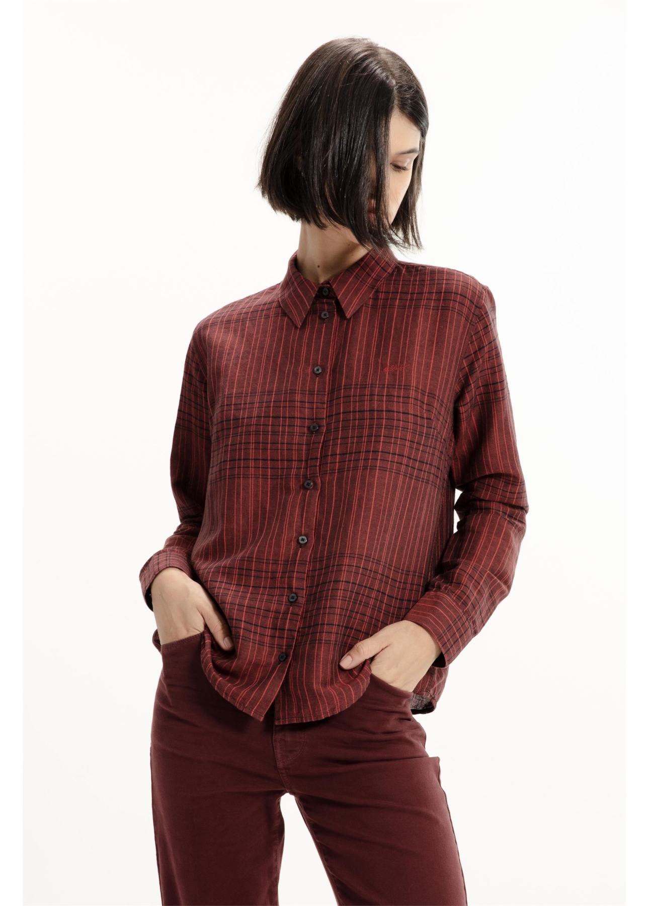 Linen Blend Ft Cave Plaid New Classic Vermelho