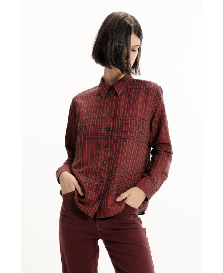 Linen Blend Ft Cave Plaid New Classic Vermelho