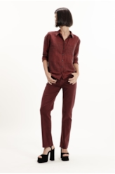 Linen Blend Ft Cave Plaid New Classic Vermelho