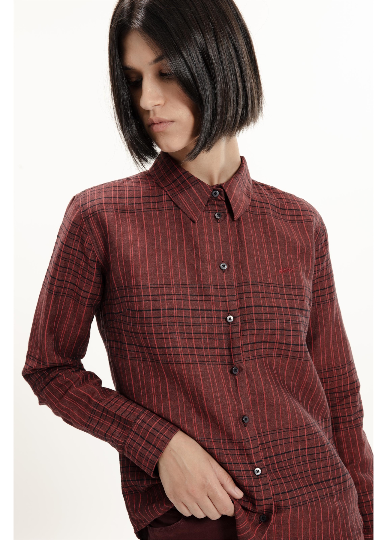 Linen Blend Ft Cave Plaid New Classic Vermelho