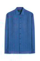 Linen Blend Ft List Class New Italian Purple Blue