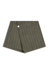 Linho Risca Giz Skirt Like Mini Musgo