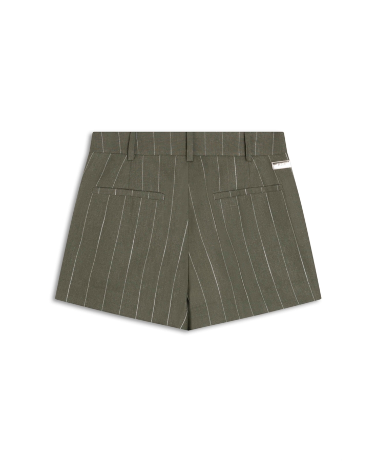 Linho Risca Giz Skirt Like Mini Musgo