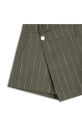 Linho Risca Giz Skirt Like Mini Musgo