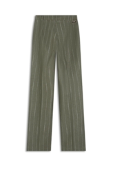 Linho Risca Giz Straight Musgo