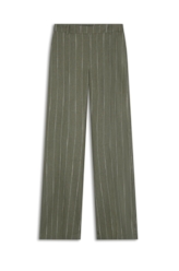 Linho Risca Giz Straight Musgo