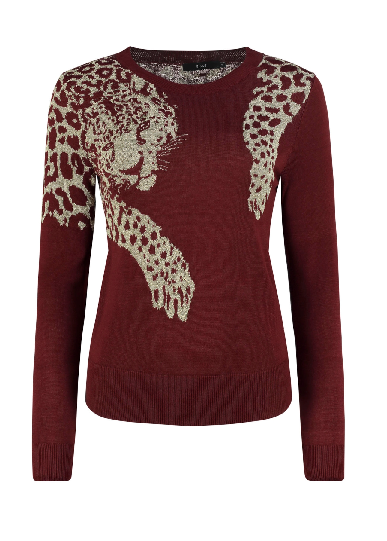 Lurex Leopard Scarf Sweater Dark Wine