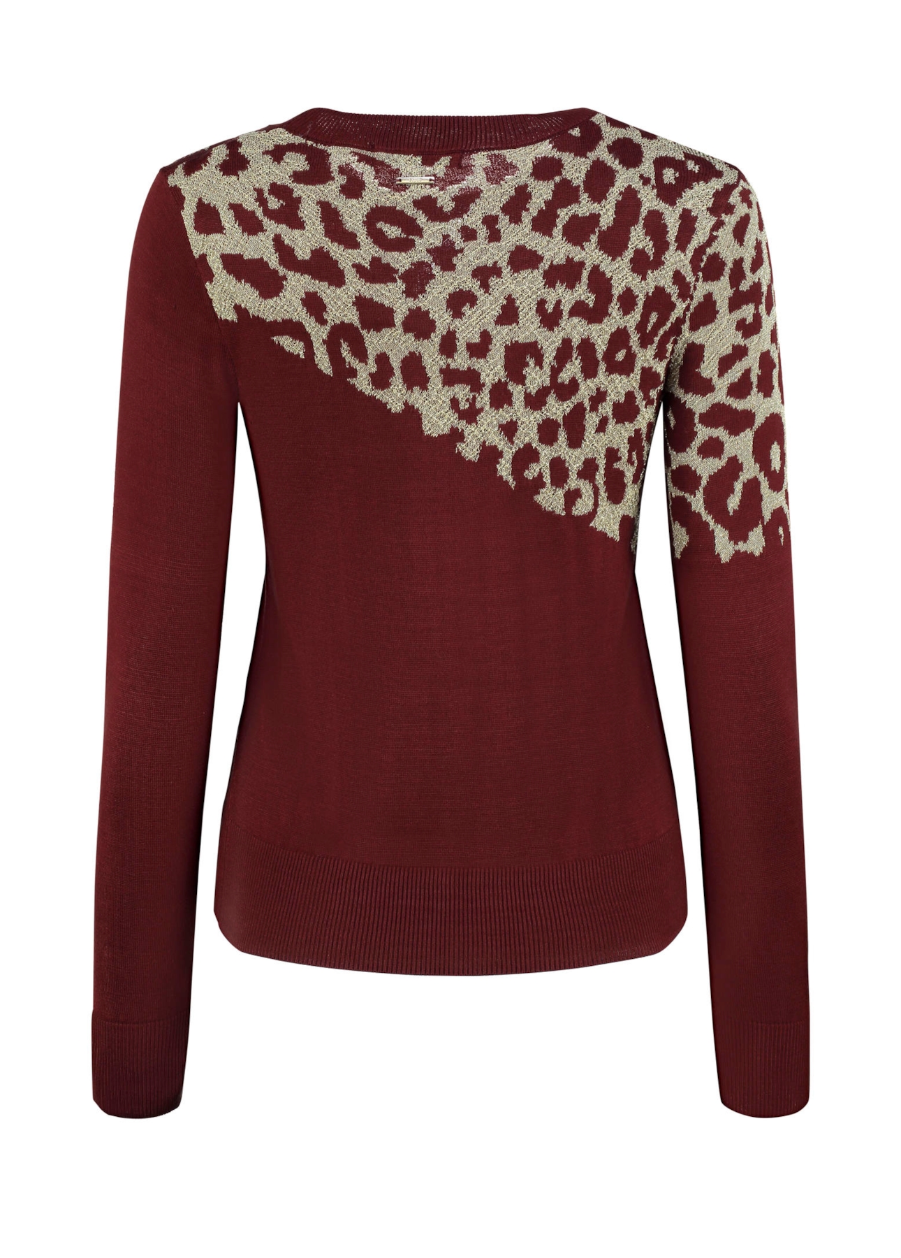 Lurex Leopard Scarf Sweater Dark Wine