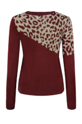 Lurex Leopard Scarf Sweater Dark Wine