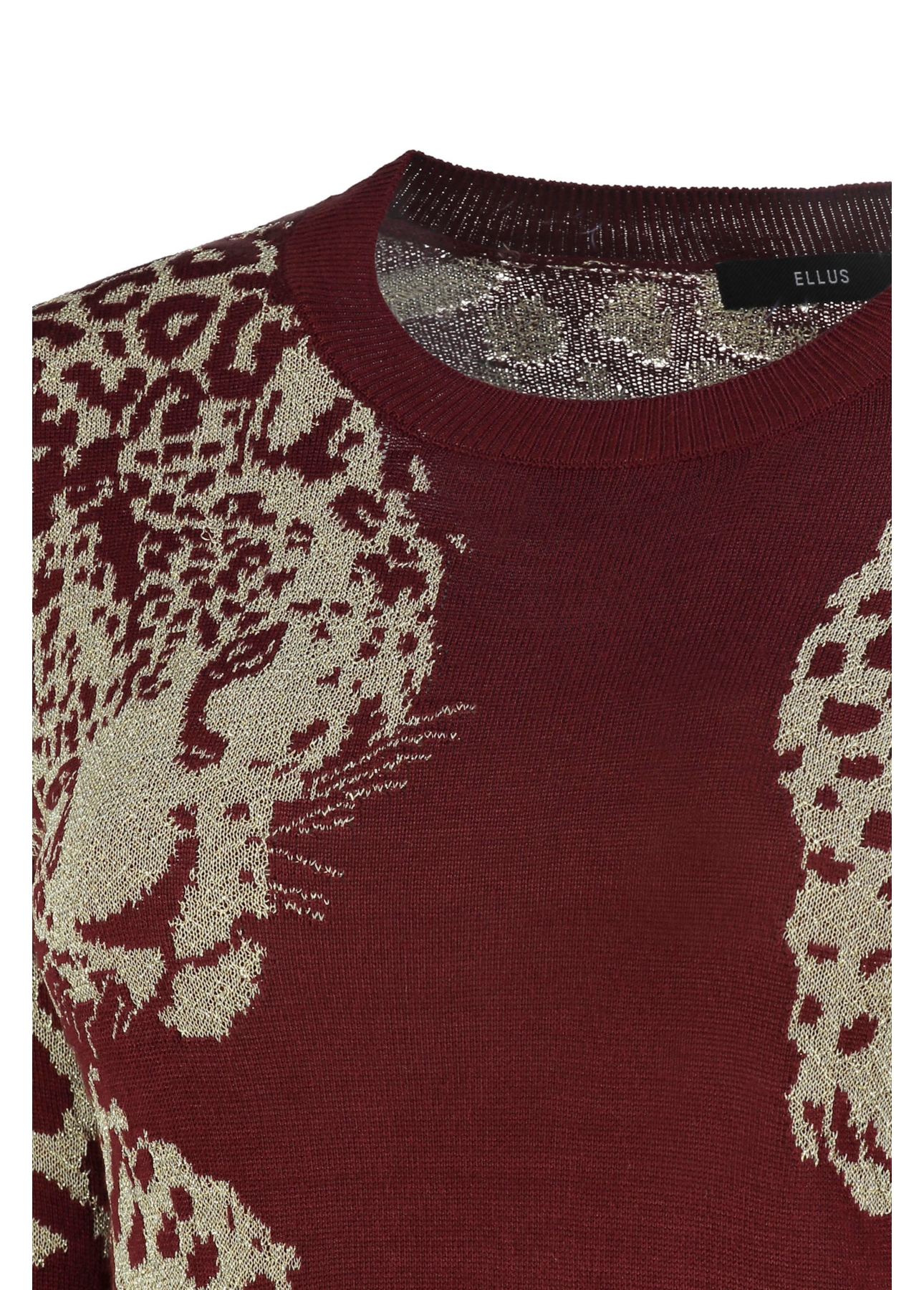 Lurex Leopard Scarf Sweater Dark Wine