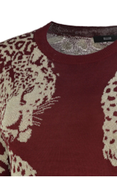Lurex Leopard Scarf Sweater Dark Wine