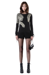 Lurex Leopard Scarf Sweater Preto