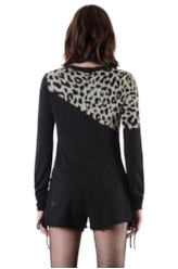 Lurex Leopard Scarf Sweater Preto