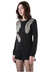 Lurex Leopard Scarf Sweater Preto