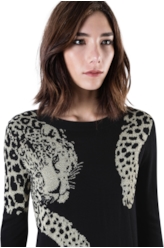 Lurex Leopard Scarf Sweater Preto
