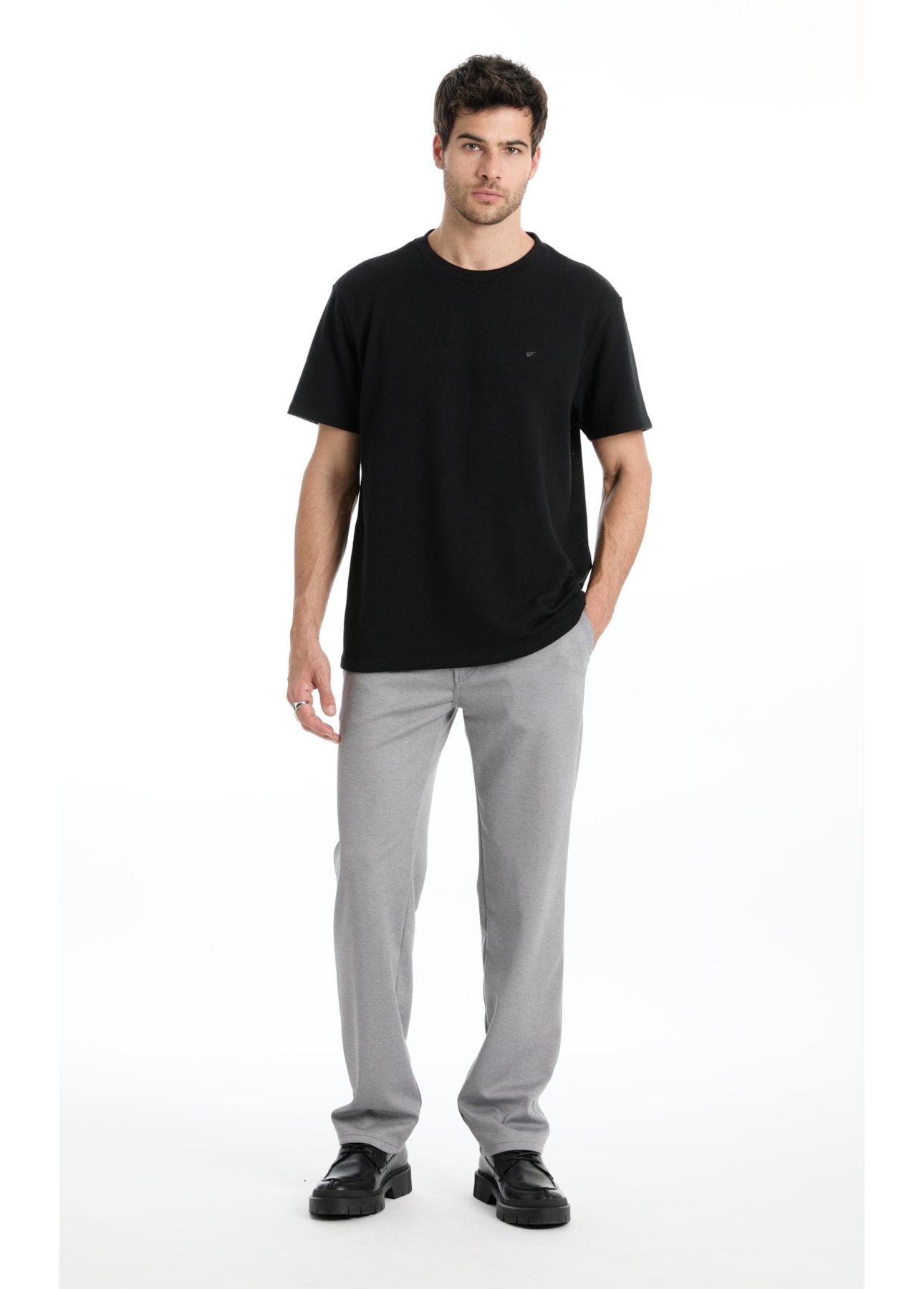 Malha Jacquard Classic B. Faca Silver Gray