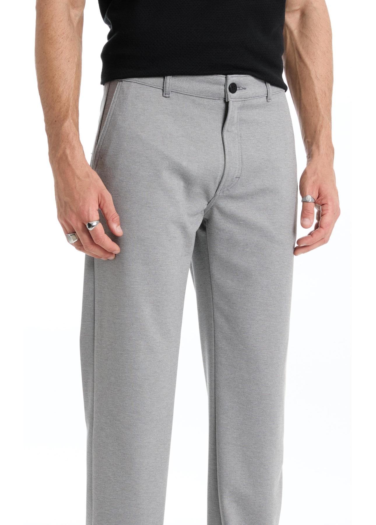 Malha Jacquard Classic B. Faca Silver Gray