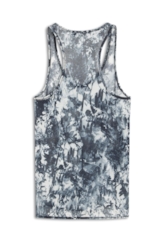 Malha Silk Leafage Sleeveless Marinho