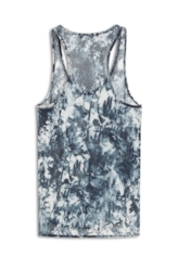 Malha Silk Leafage Sleeveless Marinho