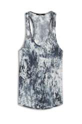 Malha Silk Leafage Sleeveless Marinho