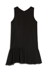 Microchiffon Asymmetric Sleevless Dress Preto