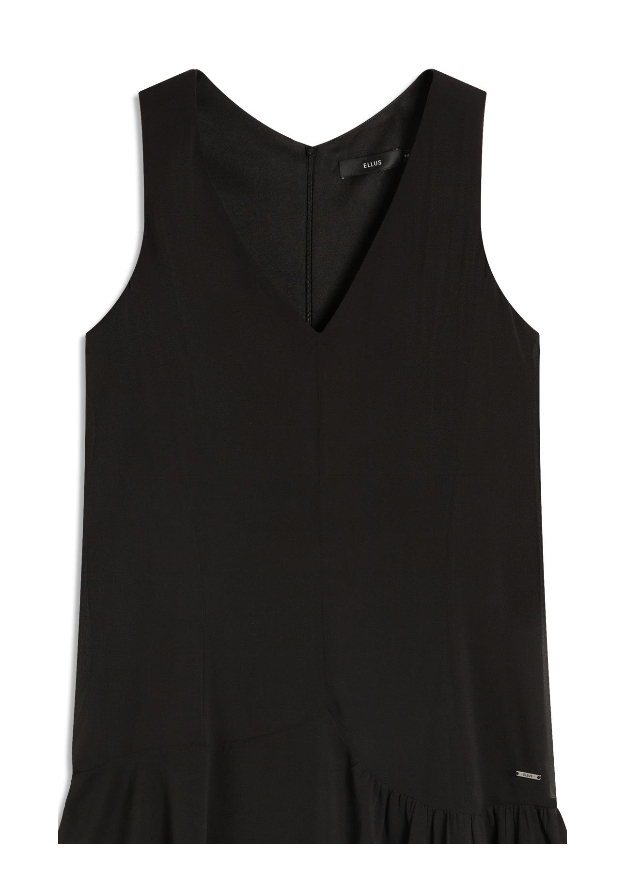 Microchiffon Asymmetric Sleevless Dress Preto