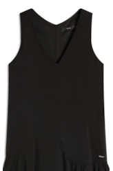 Microchiffon Asymmetric Sleevless Dress Preto