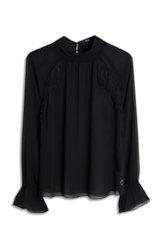 Microchiffon Fringe High Neck Preto