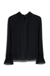Microchiffon Fringe High Neck Preto