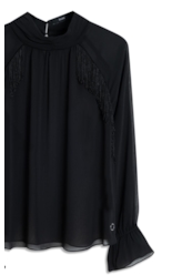 Microchiffon Fringe High Neck Preto