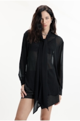 Microchiffon Lavalliere-Neck Classic Preto
