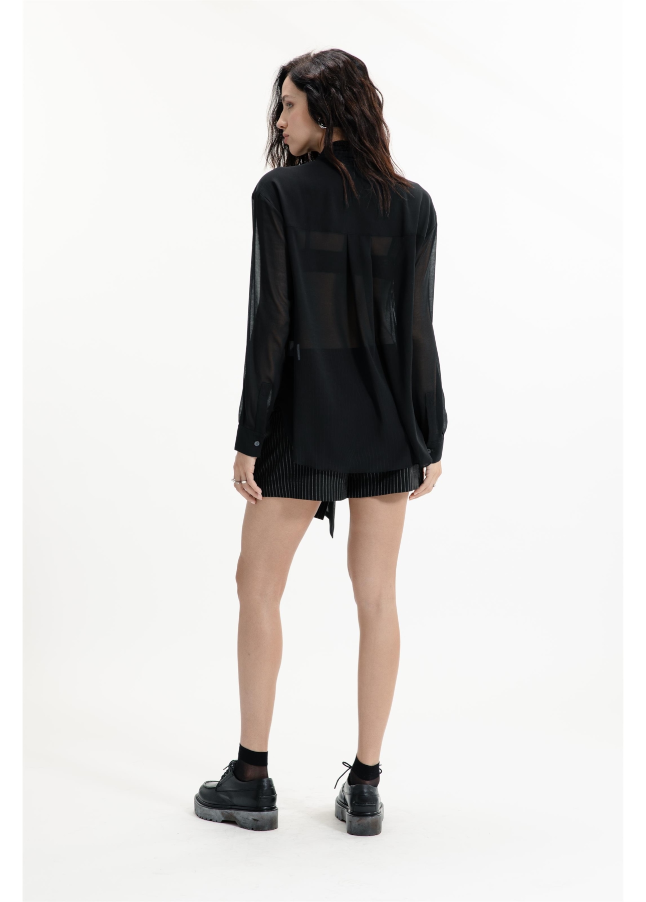 Microchiffon Lavalliere-Neck Classic Preto