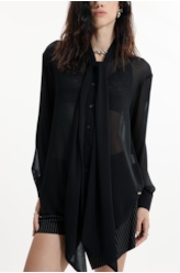 Microchiffon Lavalliere-Neck Classic Preto