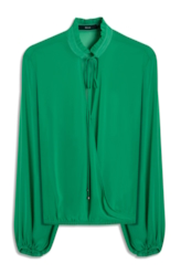 Microchiffon Traspass Puff Sleeves Verde Maca