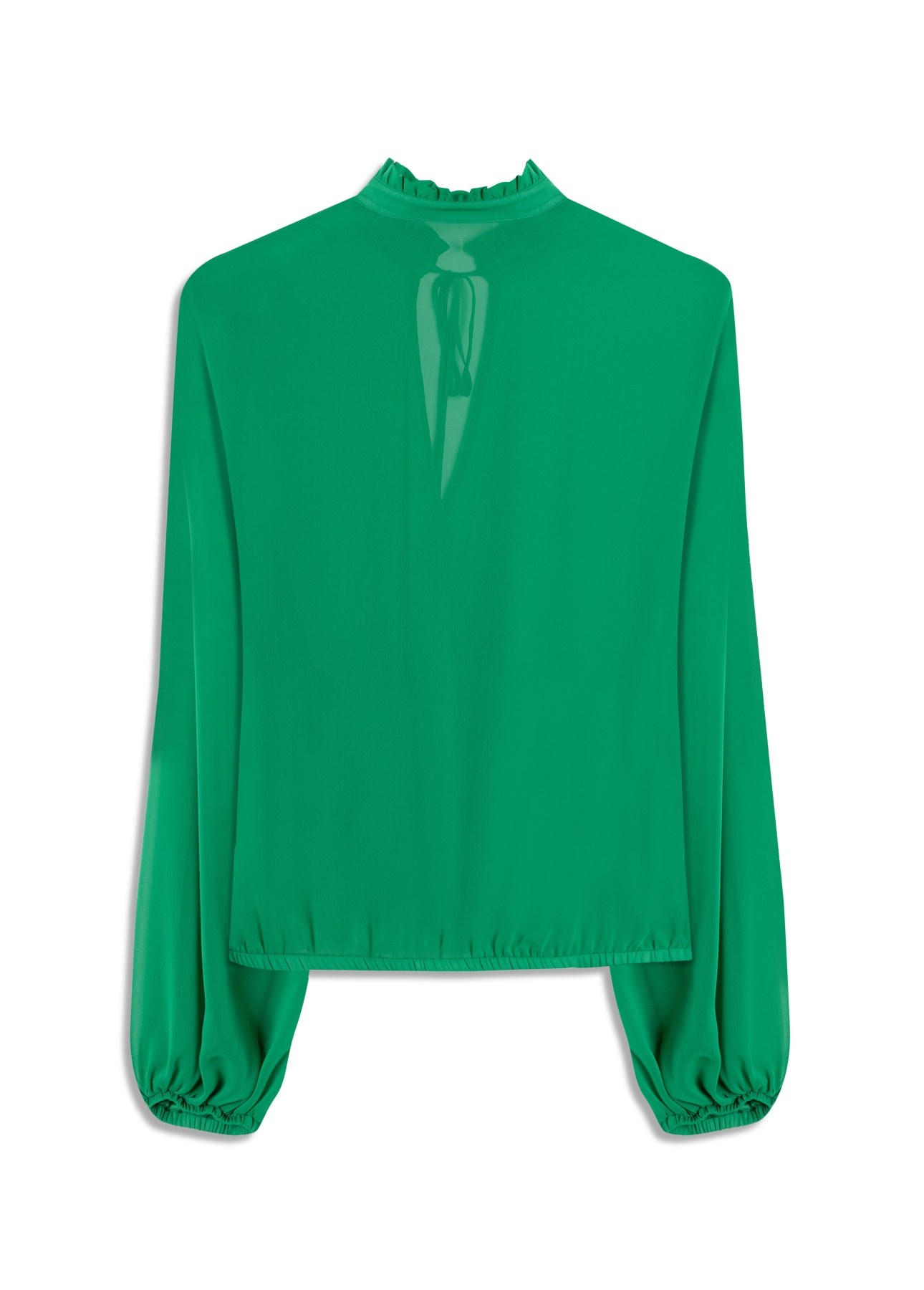 Microchiffon Traspass Puff Sleeves Verde Maca