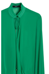 Microchiffon Traspass Puff Sleeves Verde Maca
