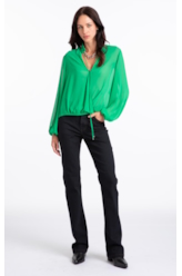 Microchiffon Traspass Puff Sleeves Verde Maca