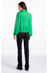 Microchiffon Traspass Puff Sleeves Verde Maca