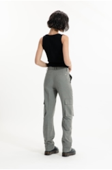 Mini Check Cargo Reta Pants Caqui