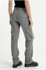 Mini Check Cargo Reta Pants Caqui